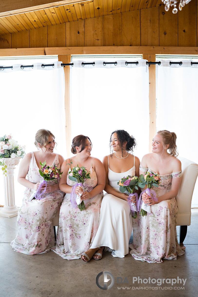 Bride with her Bridesmaids at Niagara's Peach Orchard Wedding in Lincoln