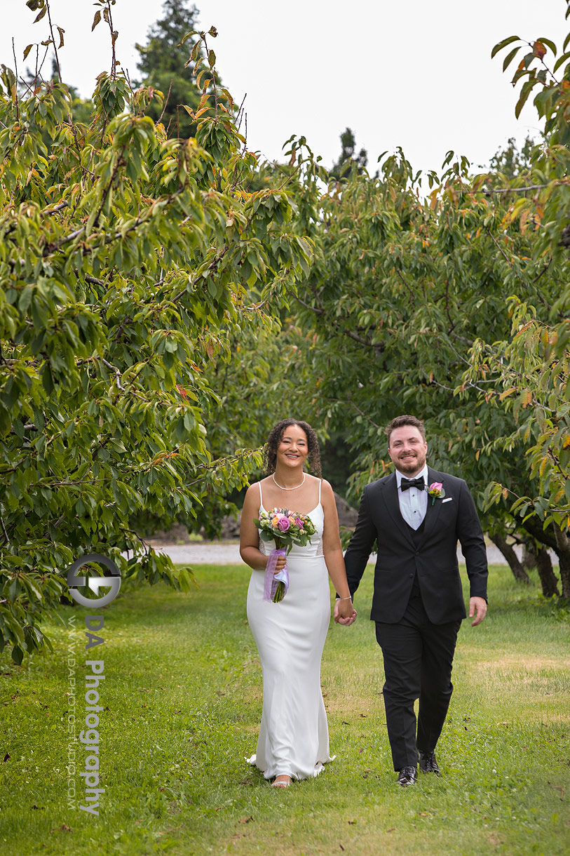 Bride and Groom at Peach Orchard