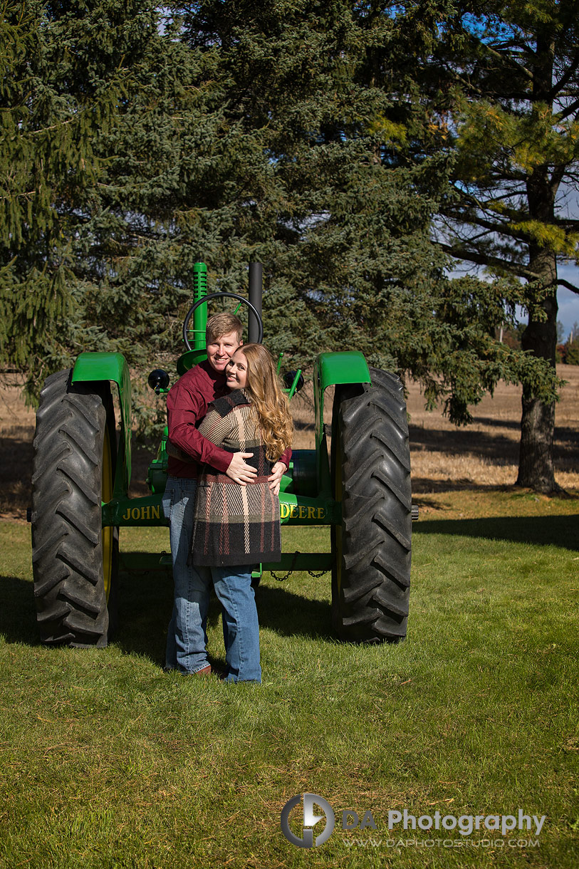 Farm Engagement pictures in Puslinch by the John Derre Tractor