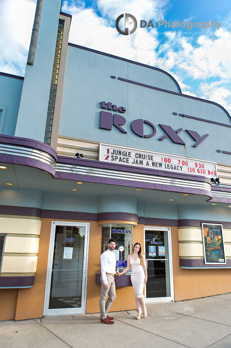 Uxbridge engagement photographer at Movie Theatre