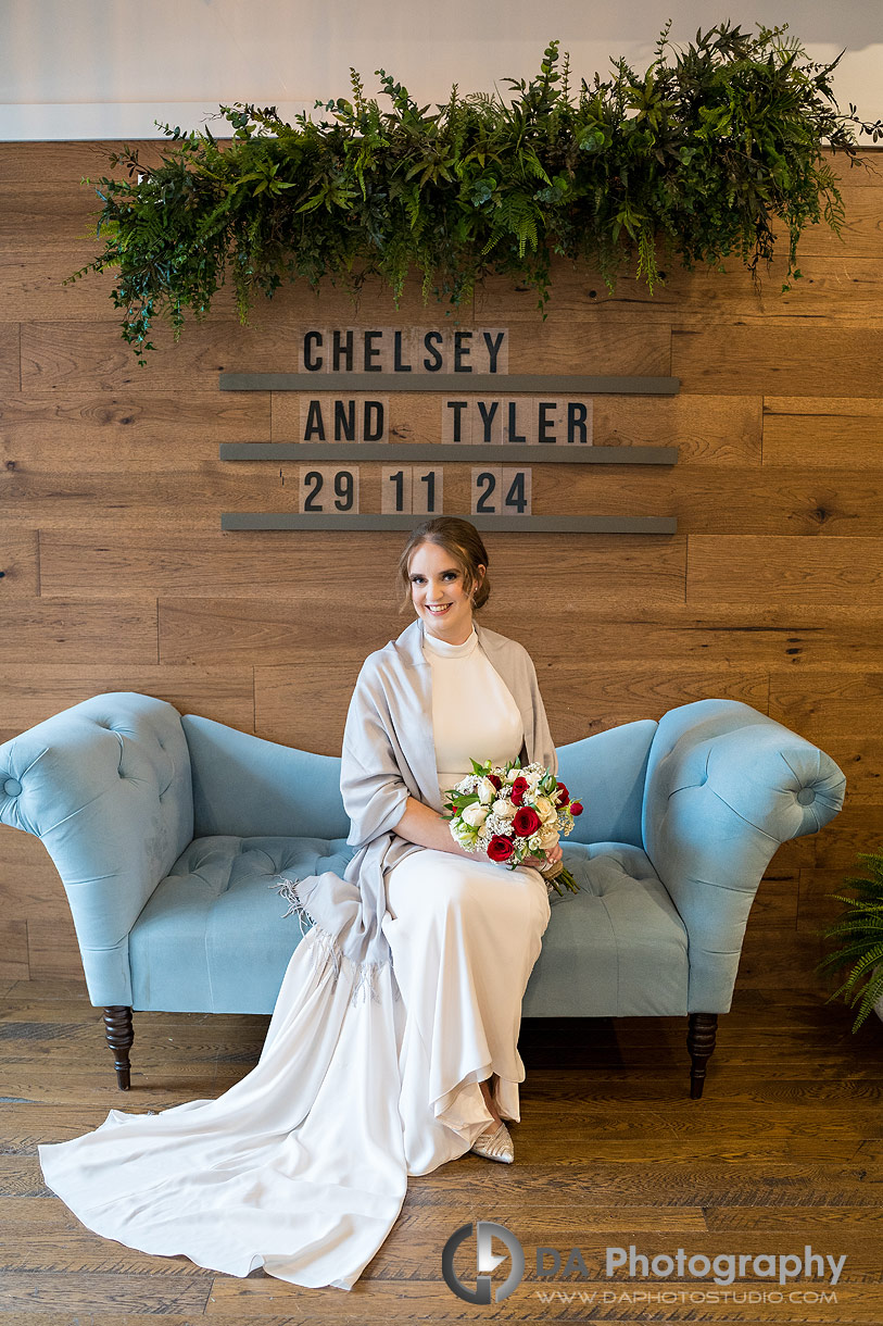 Bride at Something Blue Lounge in Timber Barn