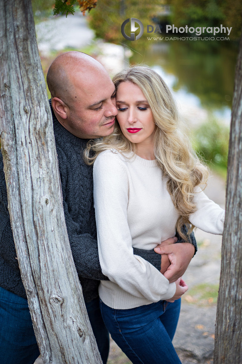 Intimate engagement photos at Rockwood Conservation Area in Fall