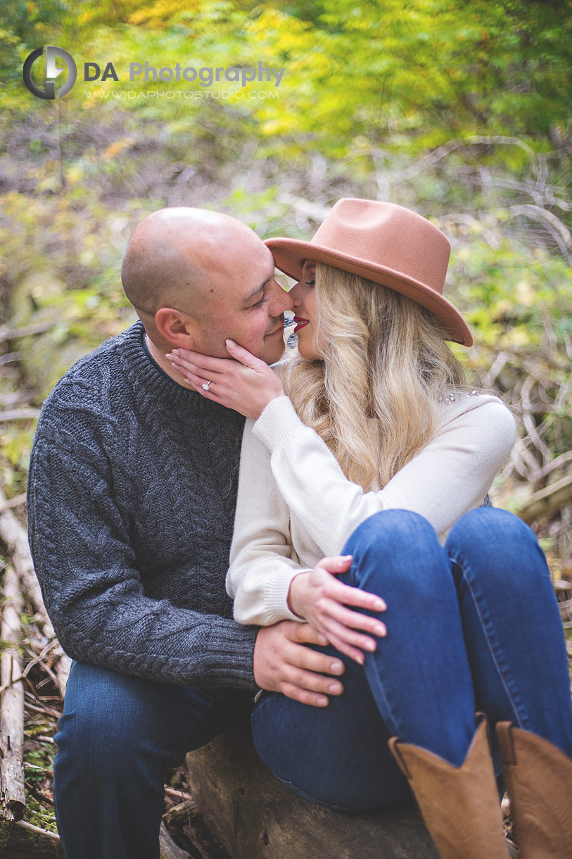 Intimate engagement photo at Rockwood Conservation Area in Fall