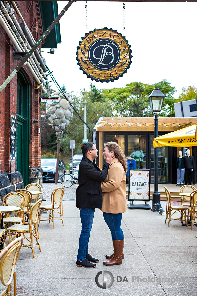 Intimate engagement photos at Distillery District