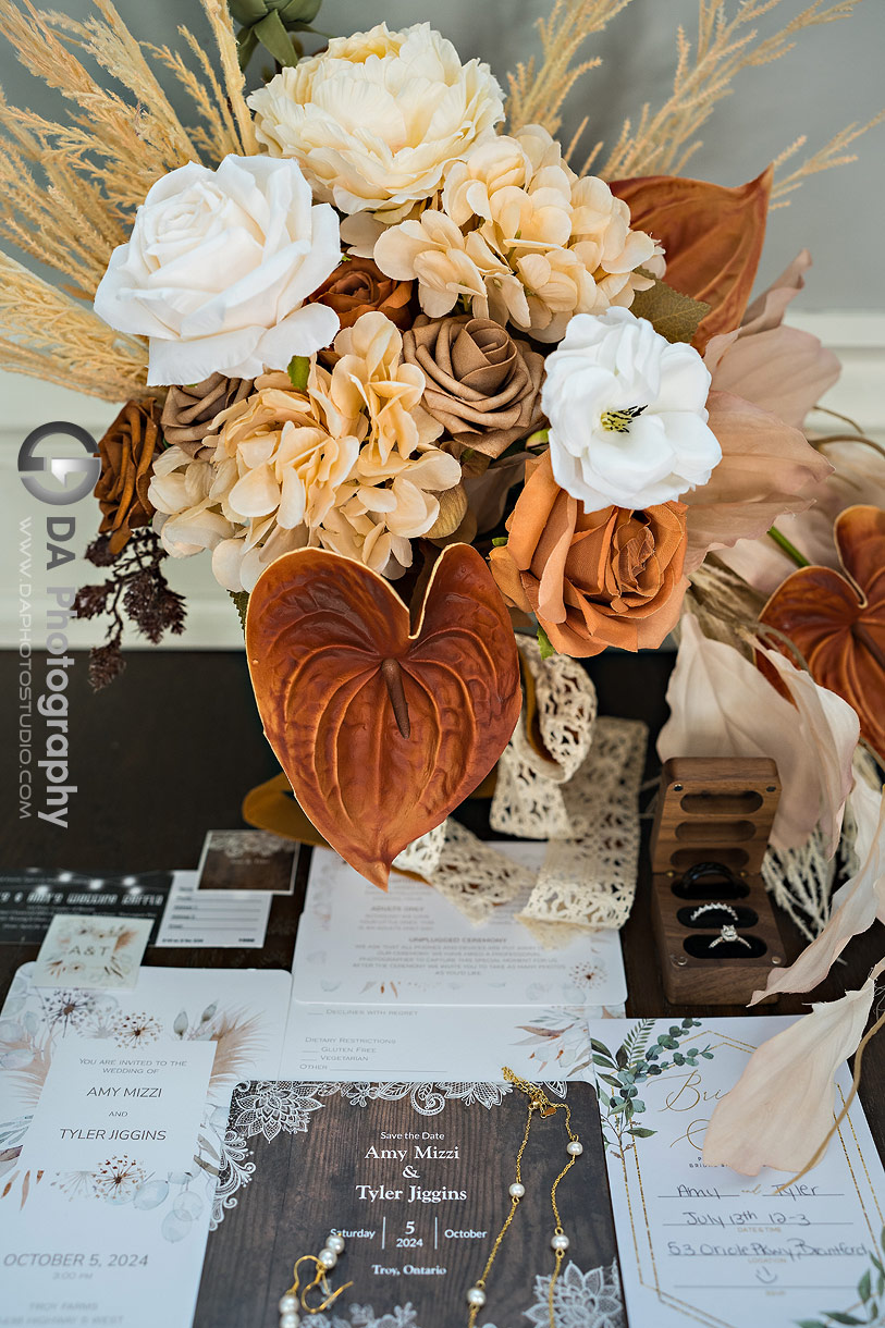 Rustic wedding flowers and accessories