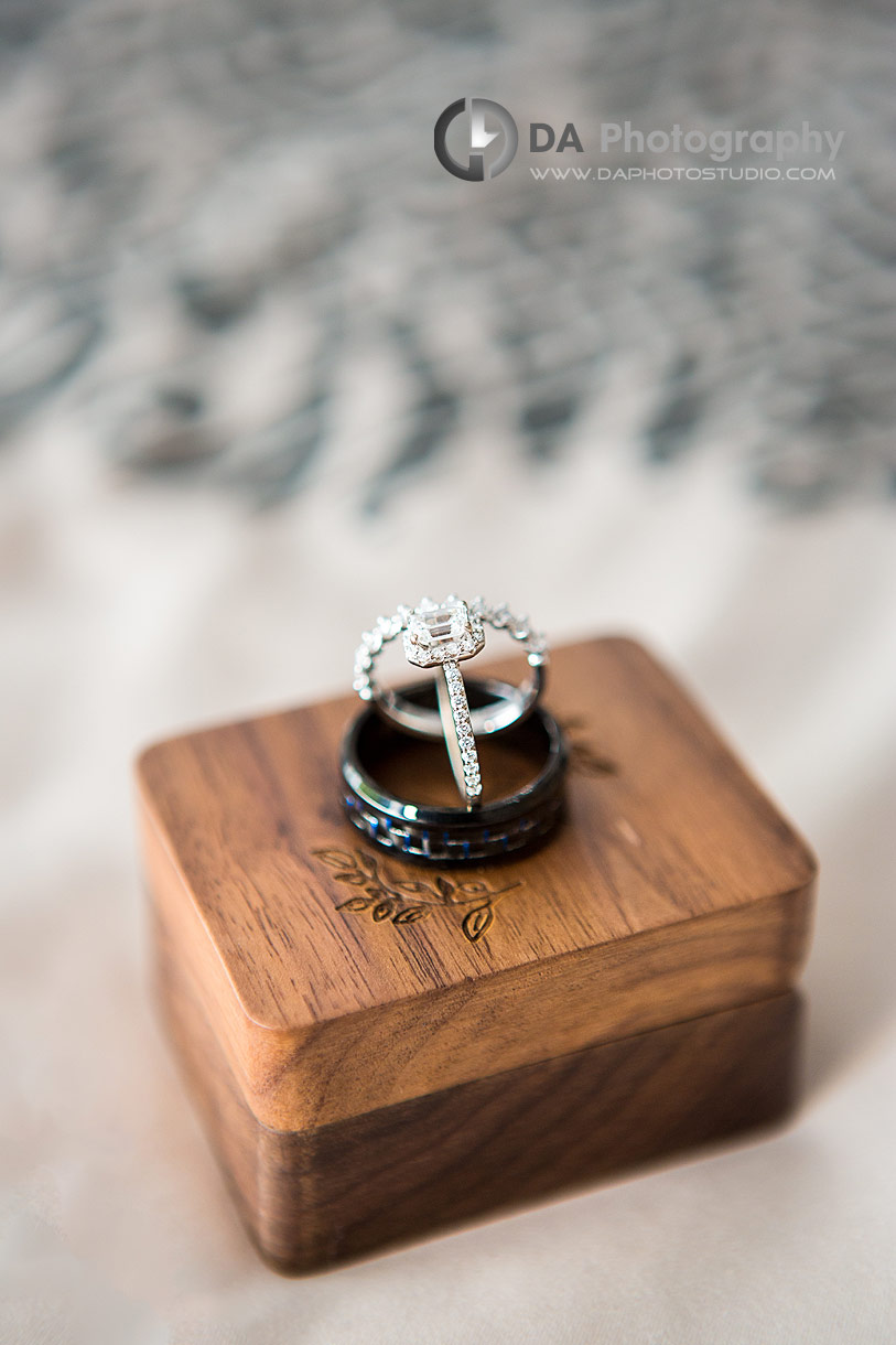 Wedding Rings on a wooden ring box