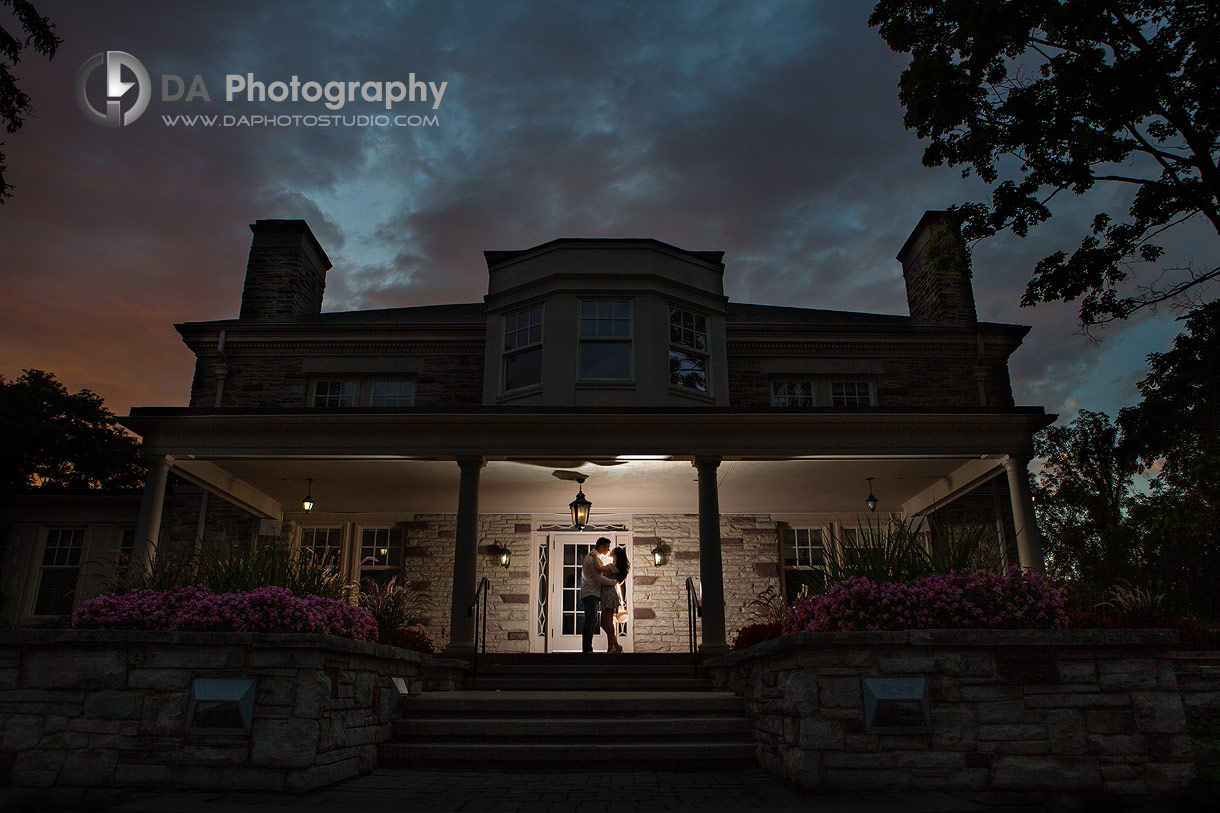 Engagement Photo at Paletta Mansion in Burlington during a sunset
