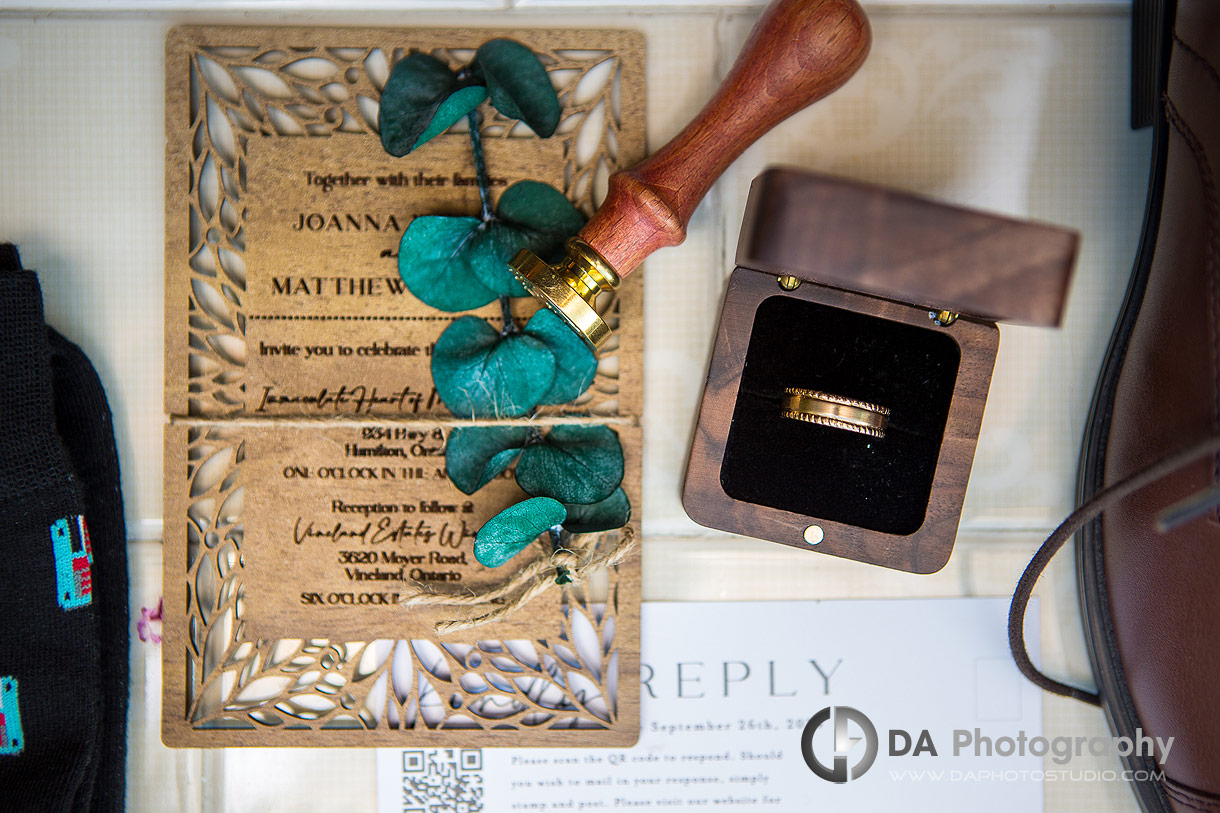 Grooms wedding day photo of a accessories