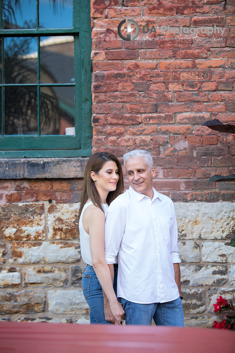 Engagement photographer in Toronto at Distillery District