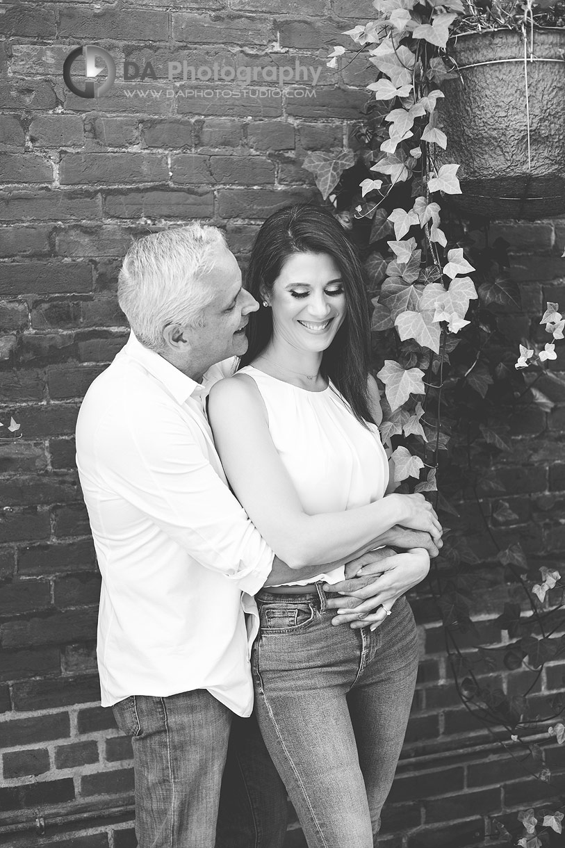 Intimate engagement photos at Distillery District in Toronto