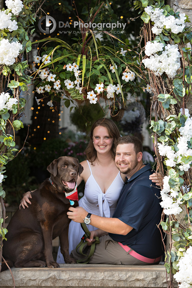 Elora Mill Engagement Photos with a dog