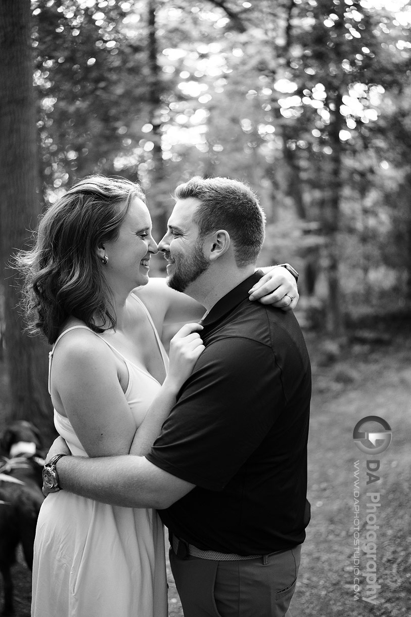 Intimate engagement photo at Elora Mill