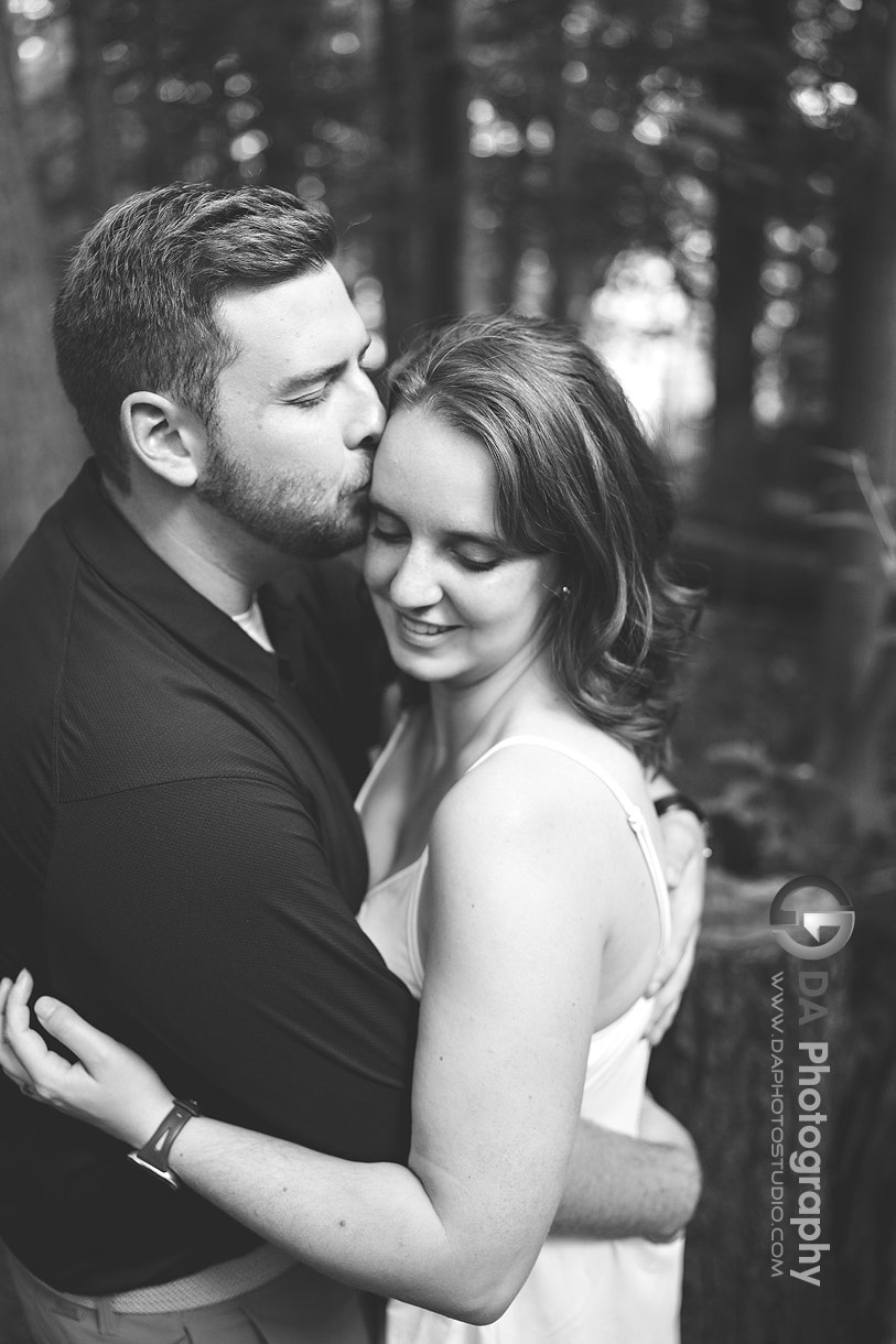 Intimate engagement photos at Elora Mill