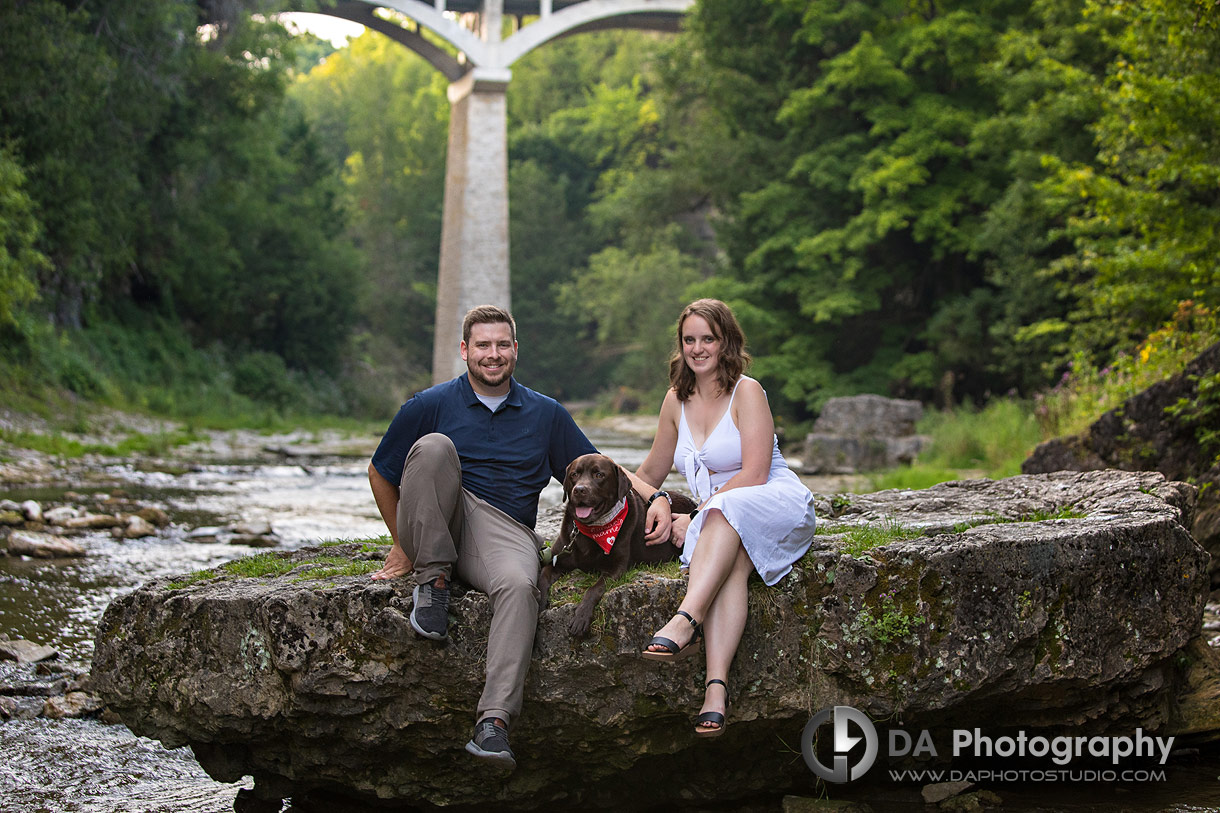 Elora Gorge Engagement Photo with a dog
