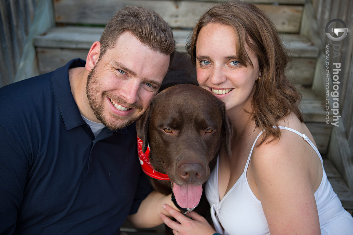Elora engagement photographers that work with dog