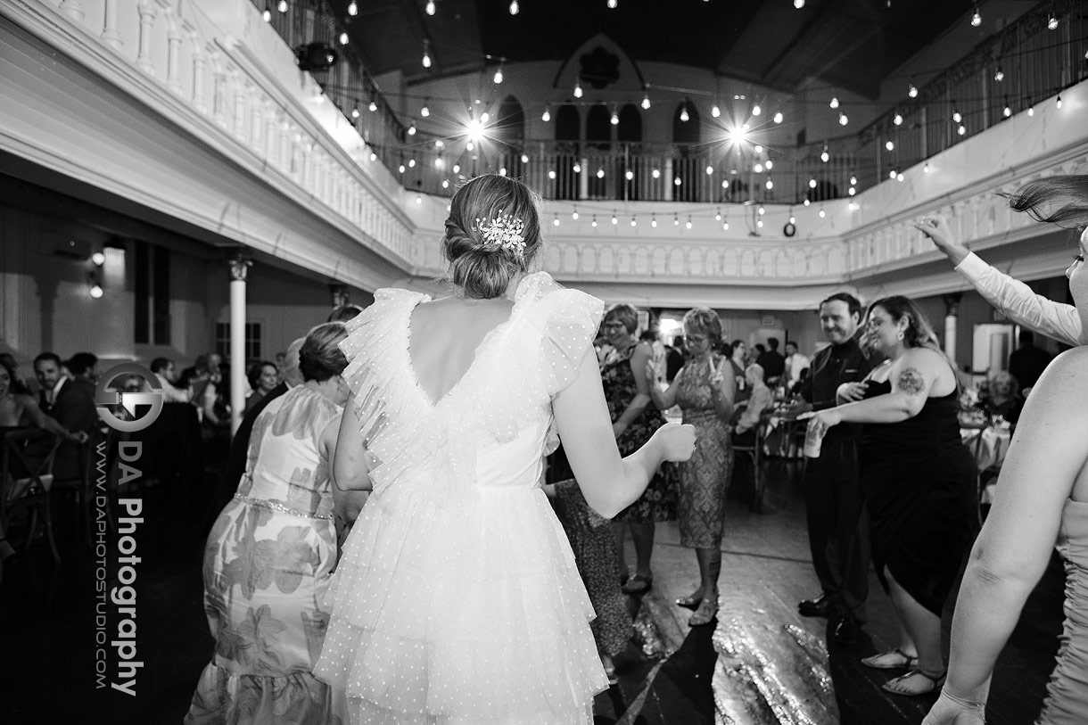Photographs of Bride dancing at Berkeley Church in Toronto 