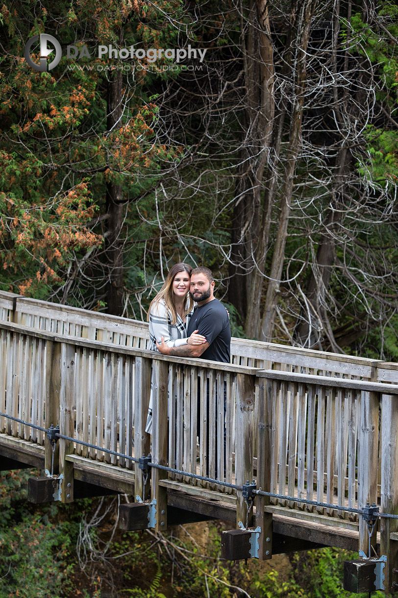 Engagement photos at Belfountain Conservation Area in Caledon