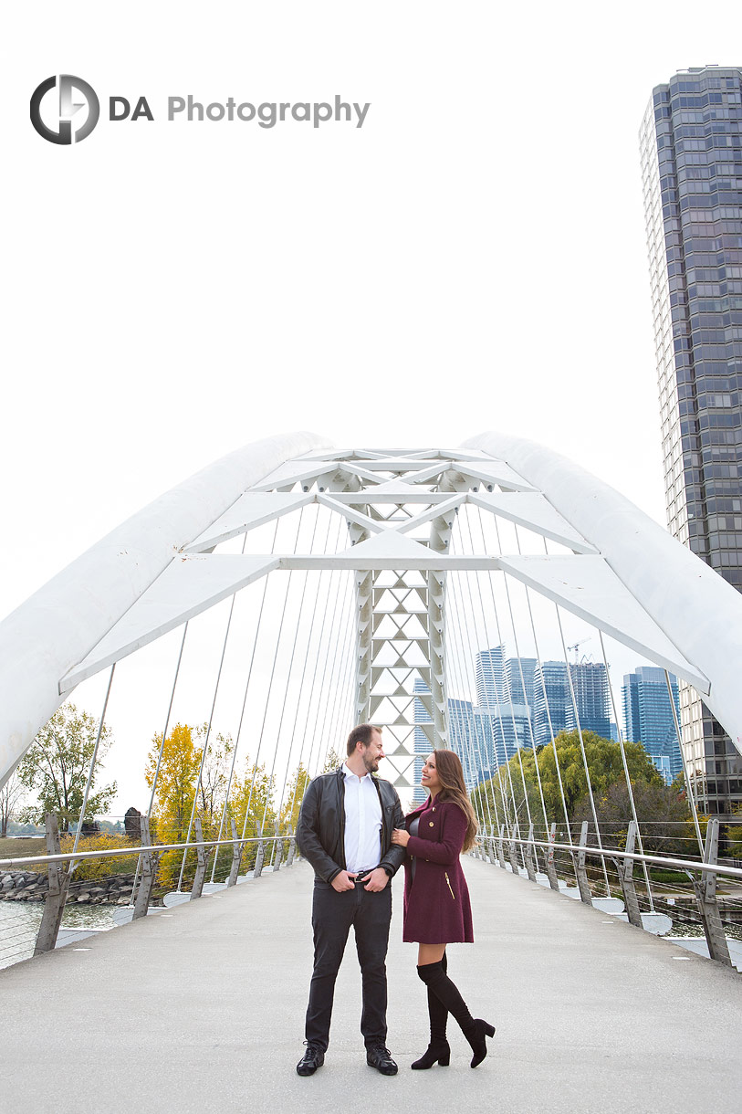 Toronto engagement photographer at Humber Bay Arch Bridge
