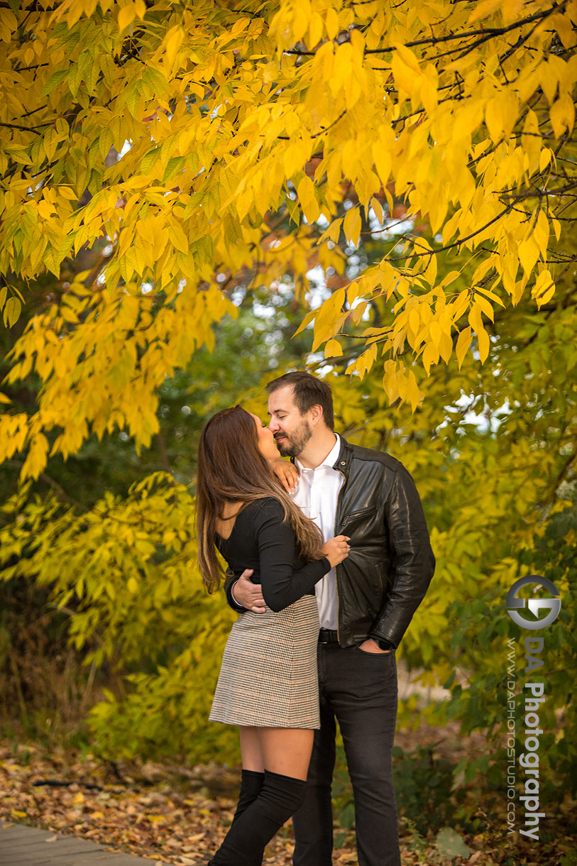 Intimate engagement photo at Humber Bay Park Boardwalk