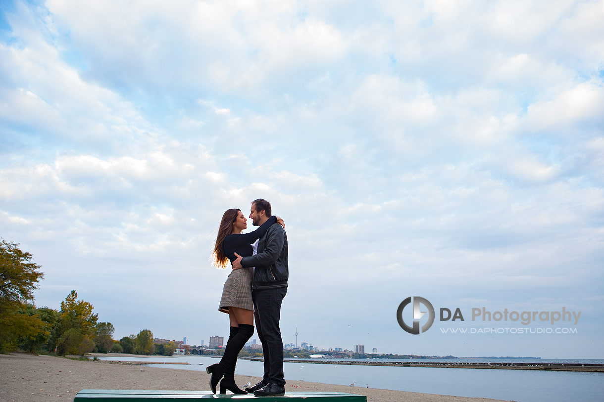 Intimate engagement photo in Toronto during Twilight