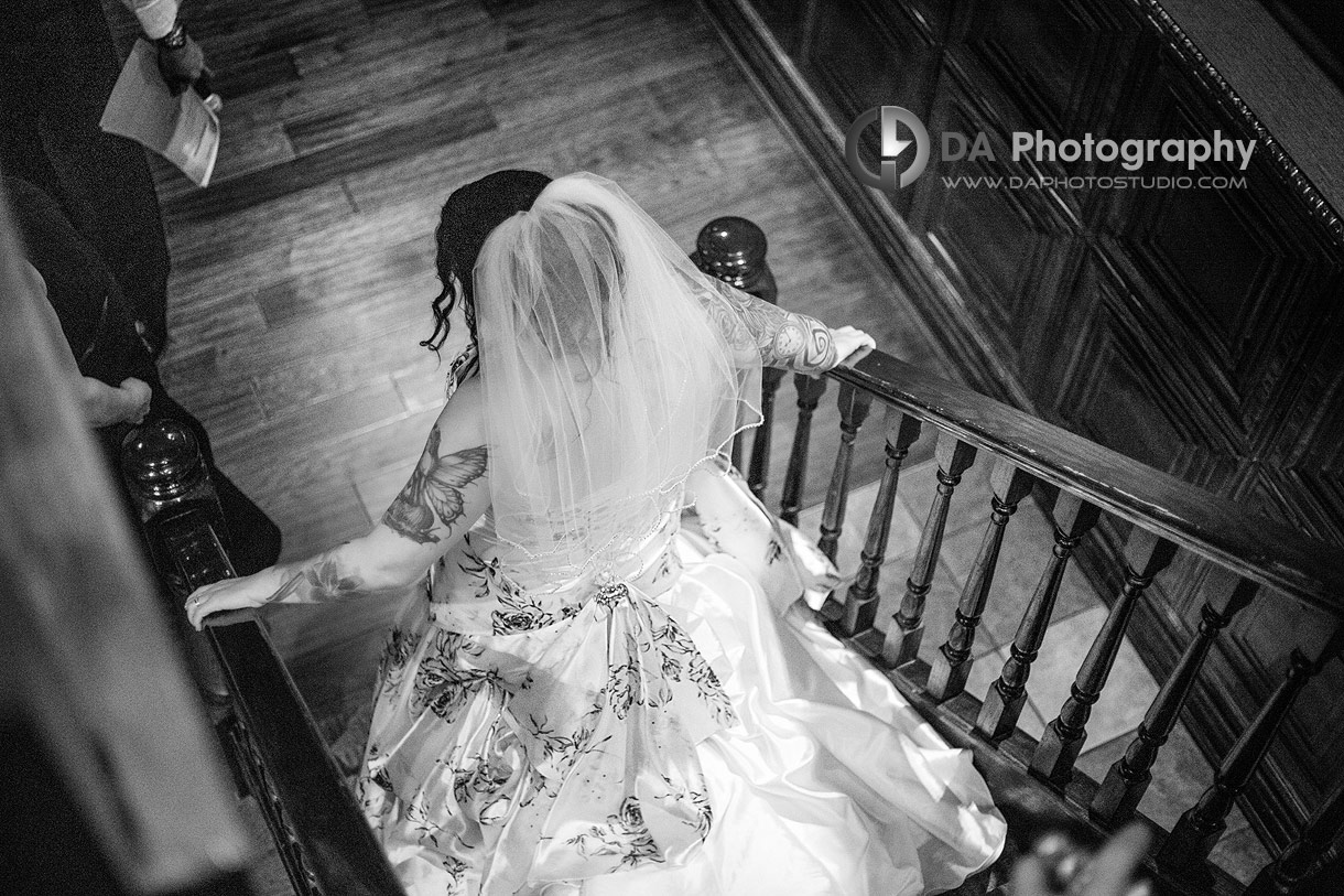 Bride at Gothic Wedding at Ancaster Mill