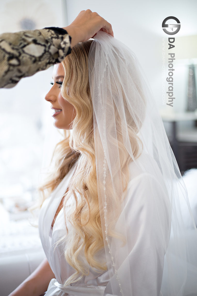 Bride getting her vail
