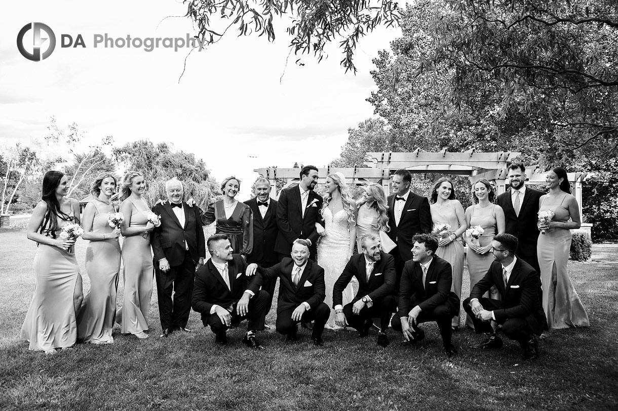 Fun Group photo of a garden wedding at Humber Arboretum