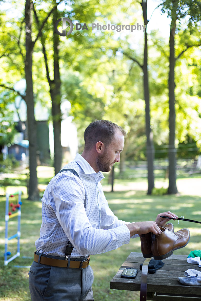 Groom at Farm wedding
