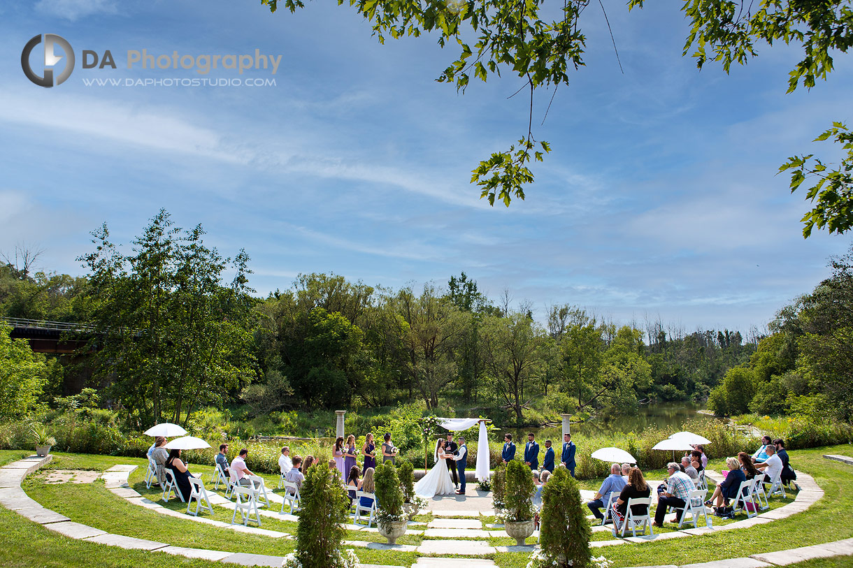 Boho-inspired ceremony at the outdoor amphitheatre at NithRidge Estate