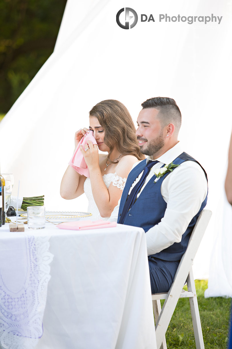 Photo of an emotional moments during wedding reception