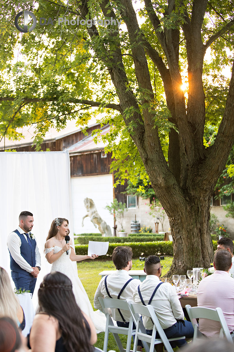 Wedding couple speech at Ayr Outdoor Weddings