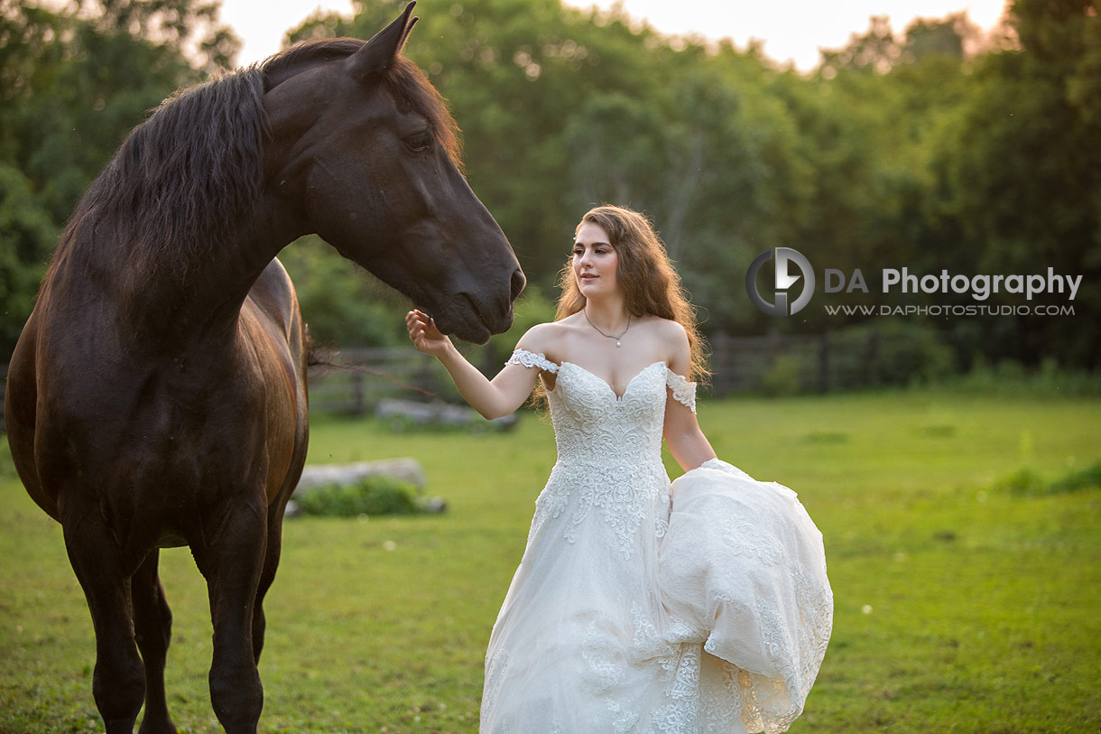  Boho wedding portraits of a bride at golden hour with horses
