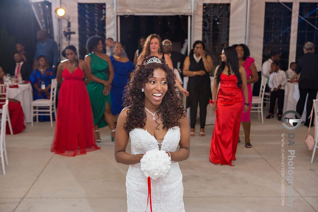 Bride in a Tent Wedding Reception