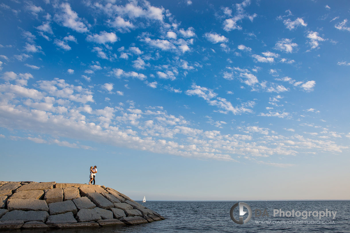 Waterfront engagement photos in Oakville