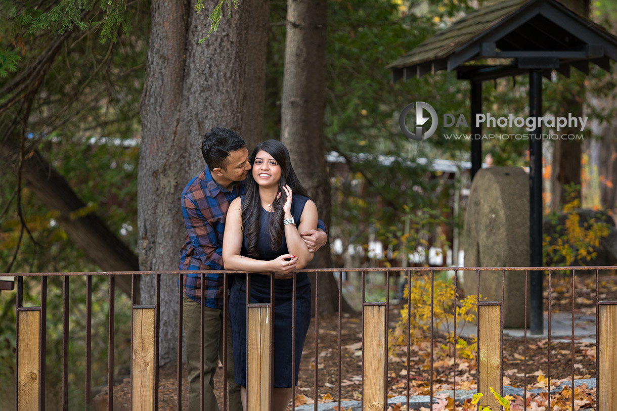 Intimate engagement photo at Forks of the Credit