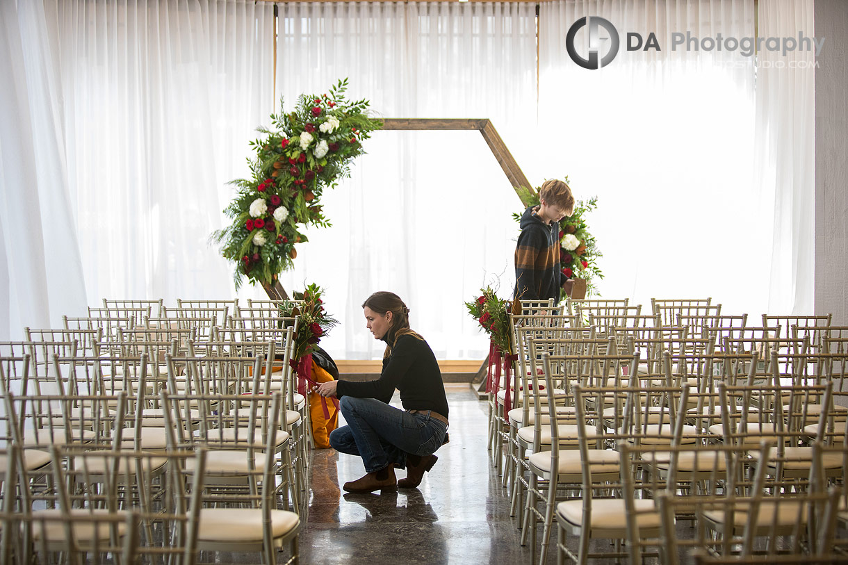 Photo of a florist decoration the wedding ceremony site