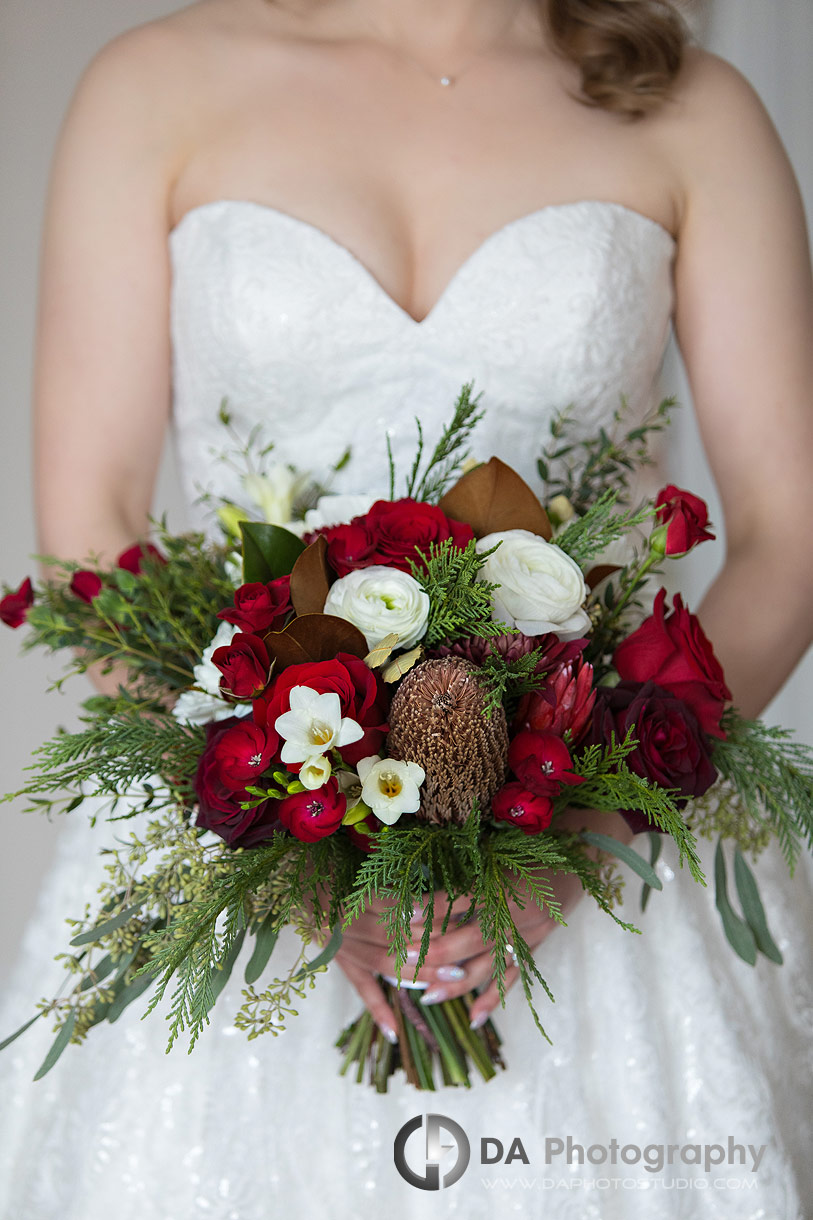 Photo of a vibrant Flower bouquet for a winter wedding