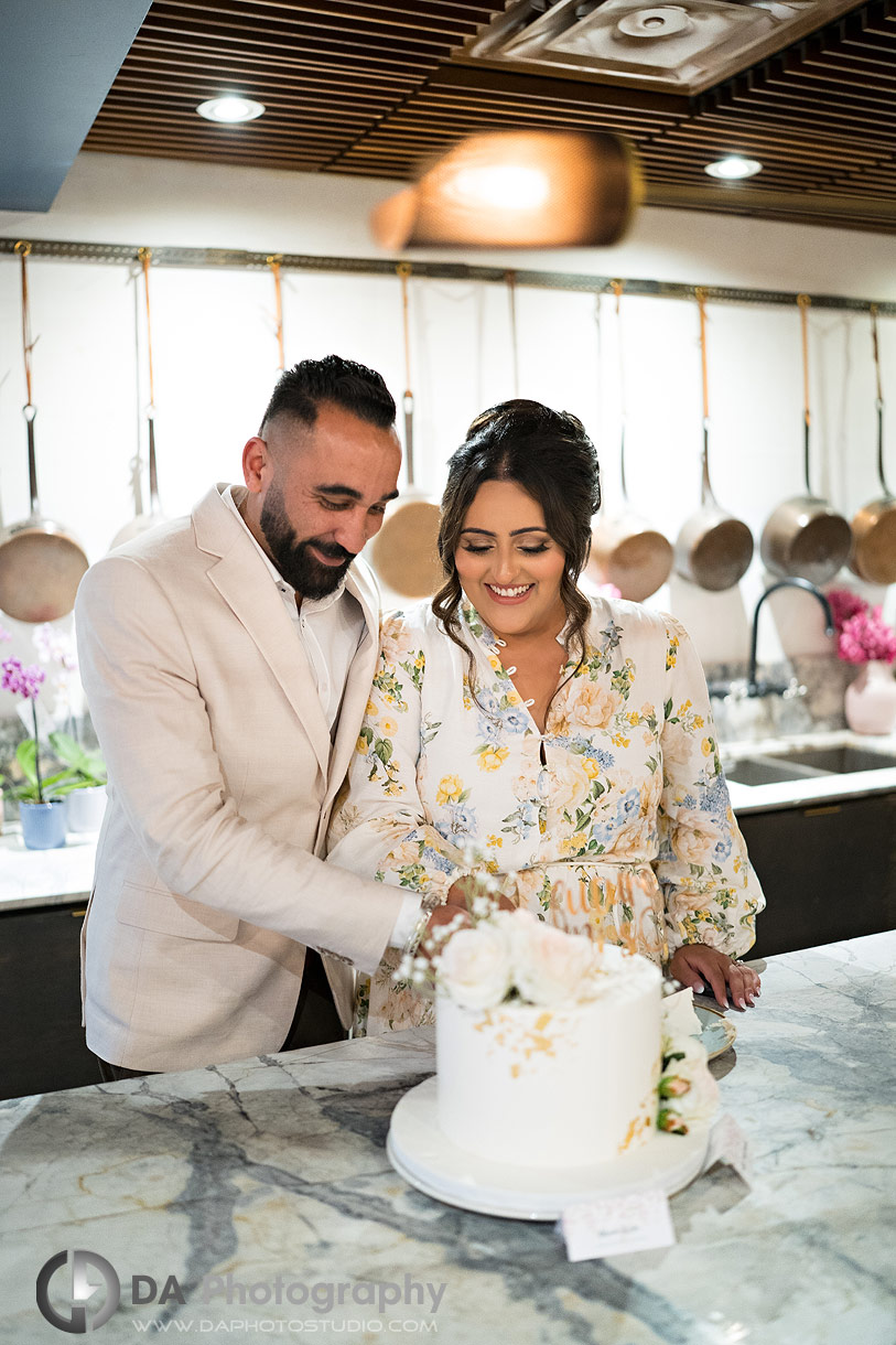 Cake cutting on a bridal shower