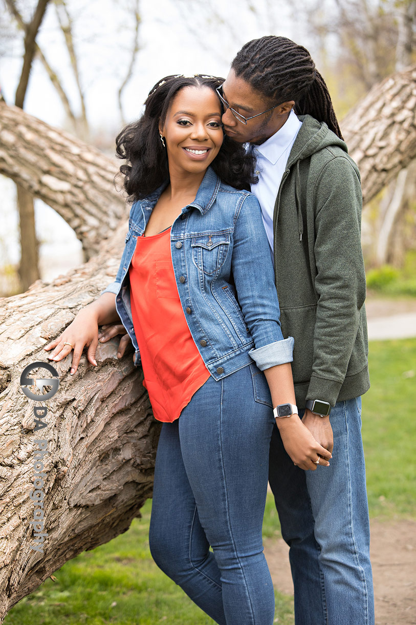 Intimate engagement photos at Jack Darling Park in Mississauga
