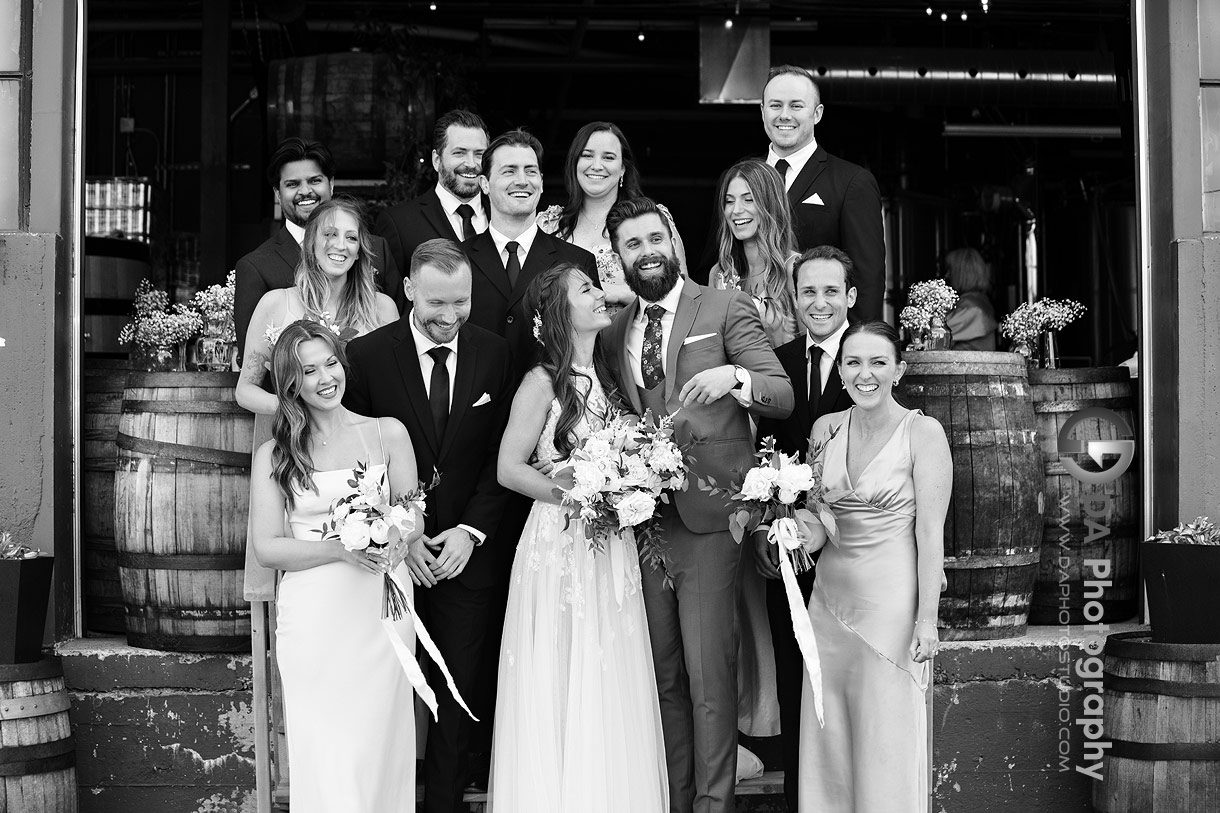 Fun Photo of a bridal party at Rainhard Brewing Co.