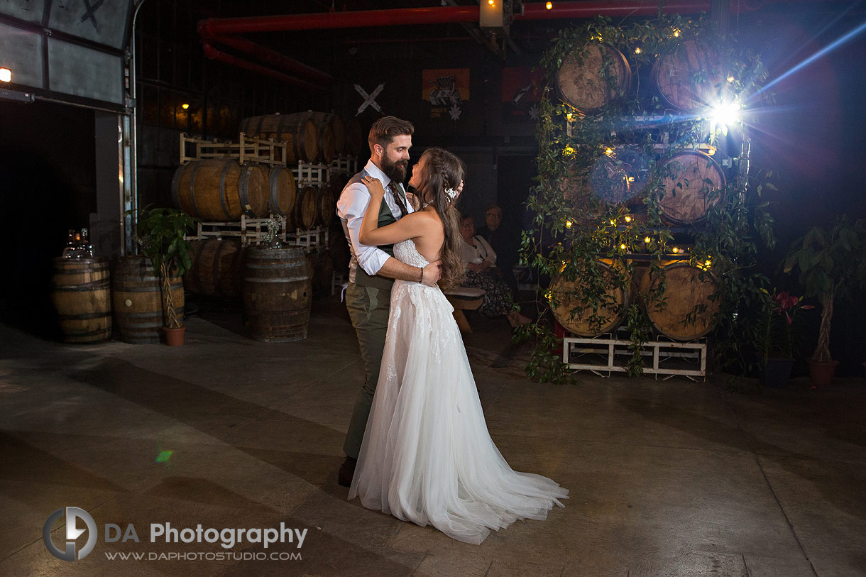 Photo of a bride and groom first dance