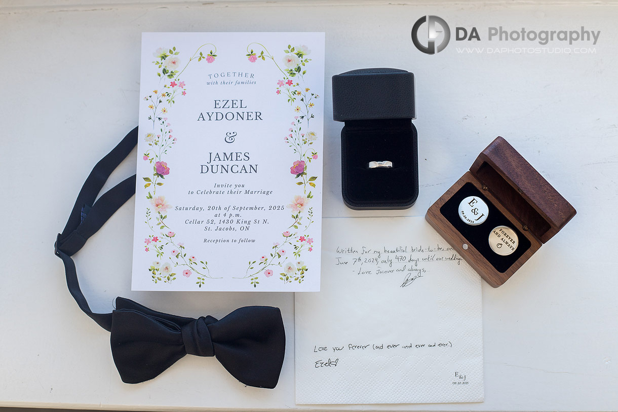 Photo of a Groom's wedding accessories at Cellar 52