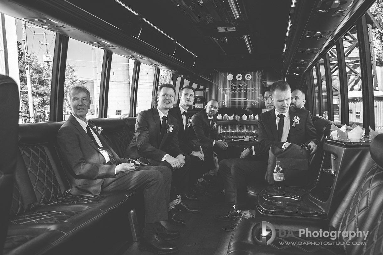 Photo of a Groomsman's in a limo 