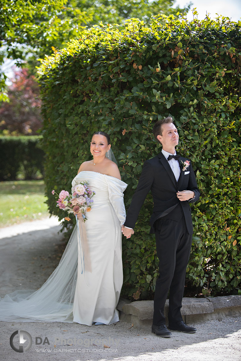 Bride and Groom first look at The University of Guelph Arboretum