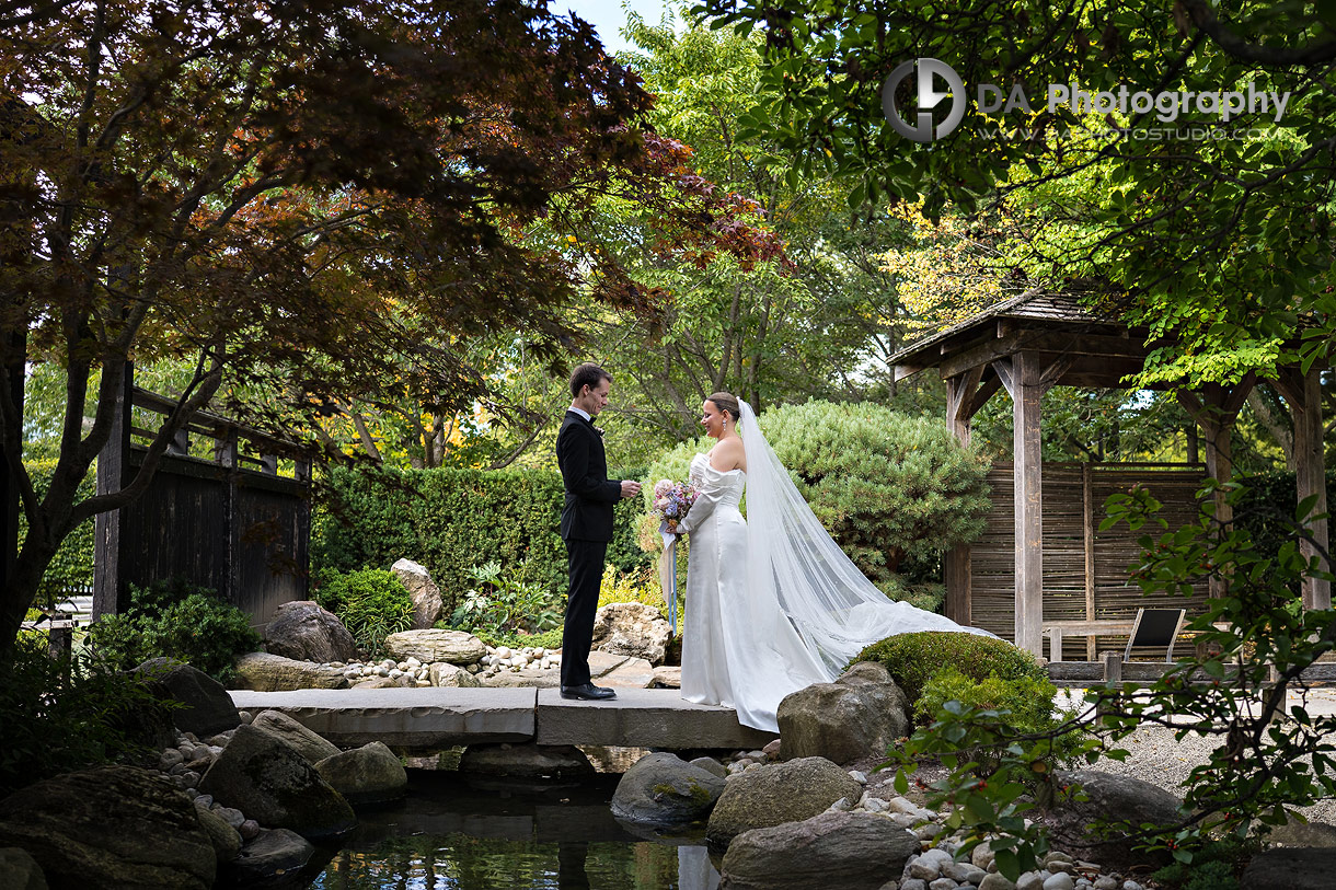 Photo of a wedding vows in The Japanese Garden at University of Guelph Arboretum