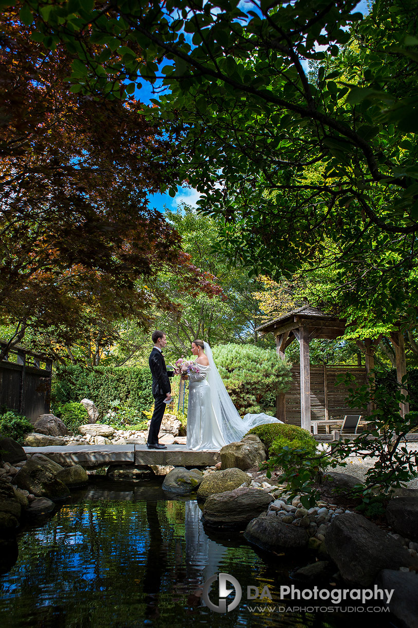 Wedding vows in The Japanese Garden at University of Guelph Arboretum