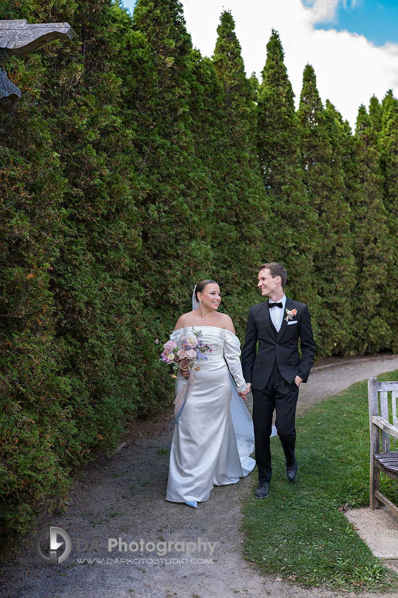 Bride and Groom in the English Garden at the University of Guelph Arboretum