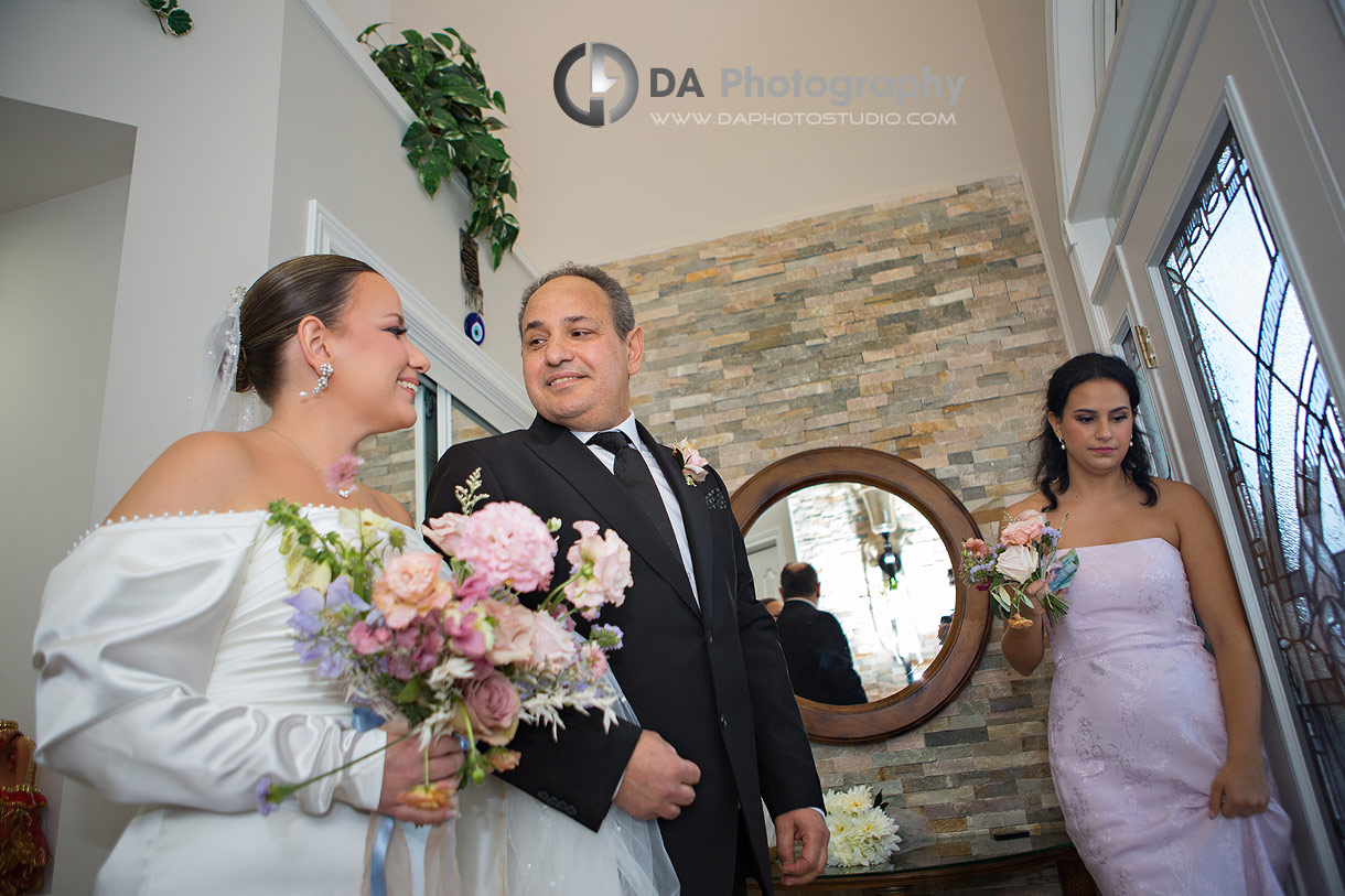 Dad with her daughter during Turkish home wedding ceremony