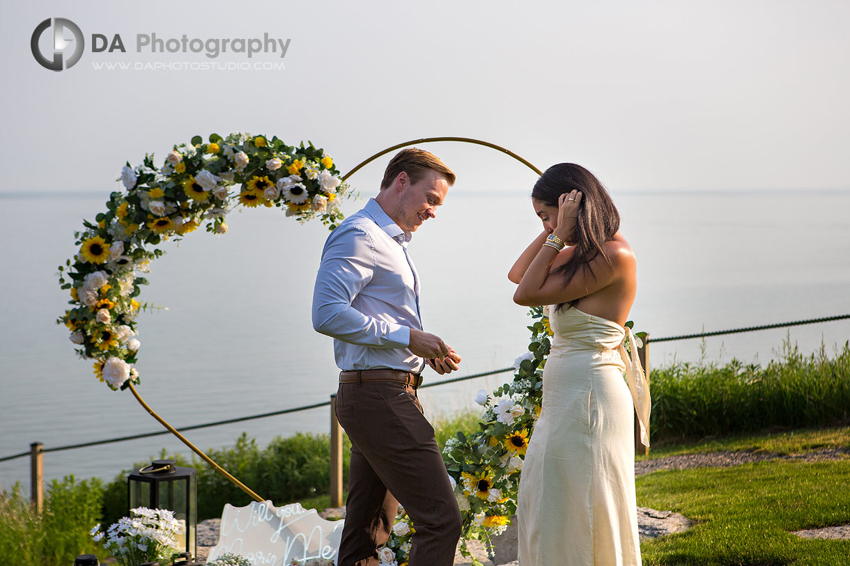 Intimate proposal photos at Port Dover by Lake Erie
