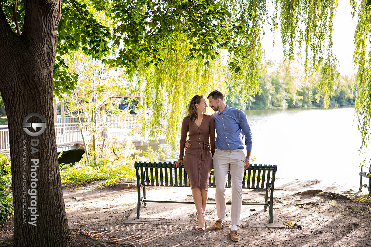 Mill Pond Engagement photographer in Milton